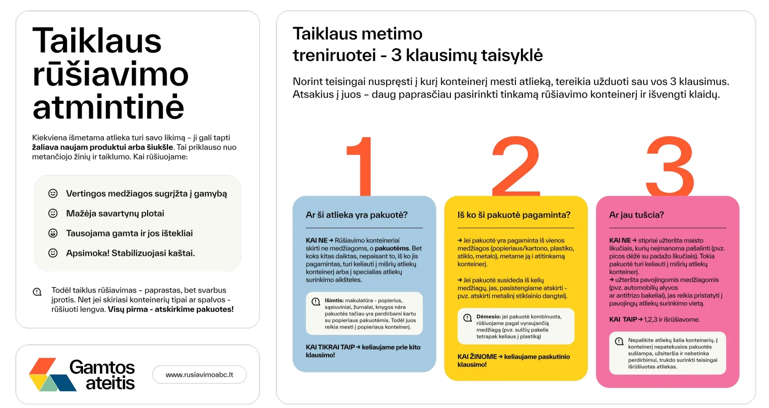 Taiklaus rūšiavimo atmintinė